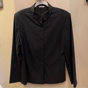 MAX MARA Women Gray Button Virgin Wool Blend Career Blazer Jacket Size 10